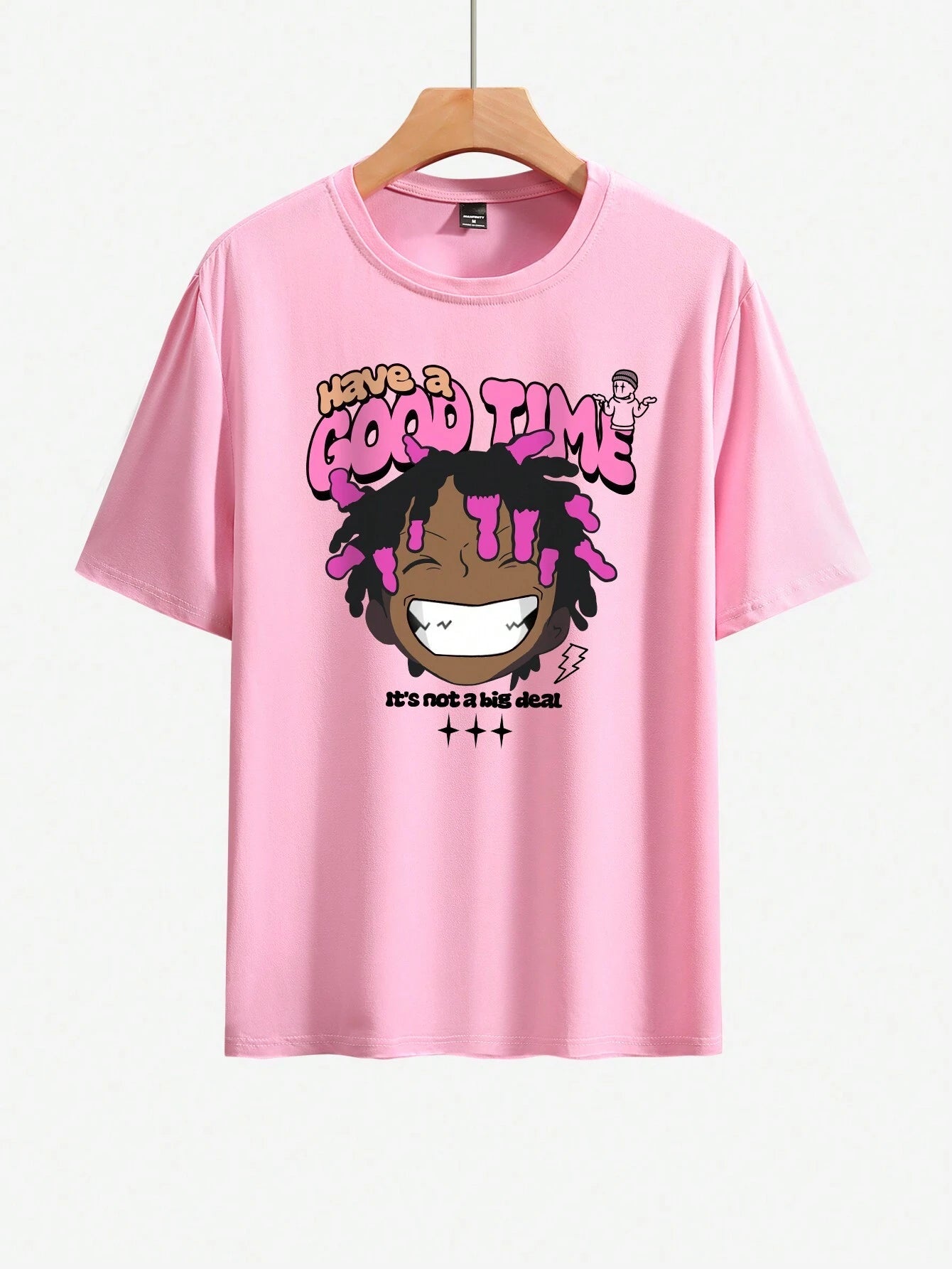 Men's Cartoon Character & Slogan Printed T-Shirt