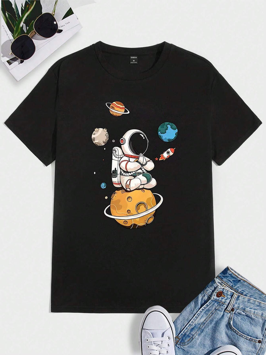 Astronaut Print Short Sleeve T-Shirt